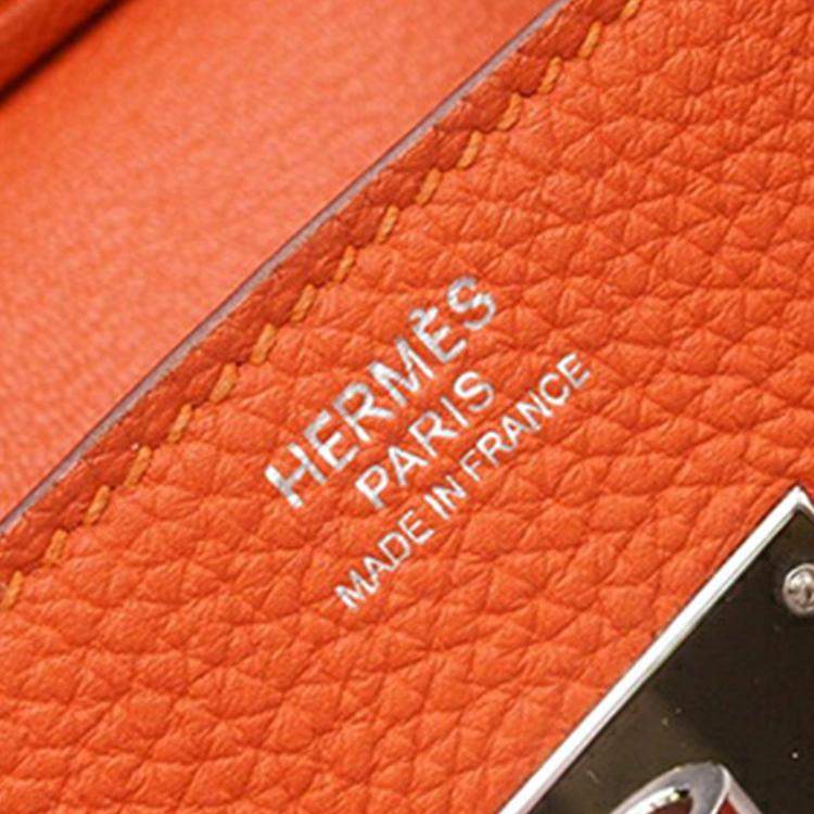 Pre Owned Hermes Birkin 30 Orange Clemence Leather Shoulder Bag