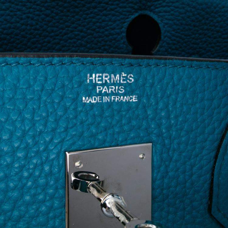 Pre Owned Hermes Birkin 30 Blue Togo Leather Shoulder Bag