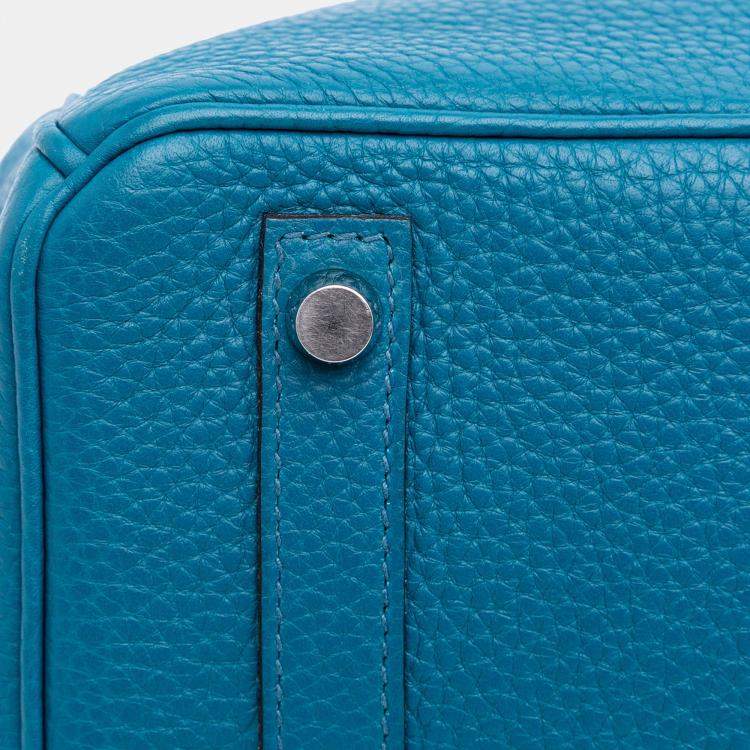 Pre Owned Hermes Birkin 30 Blue Togo Leather Shoulder Bag