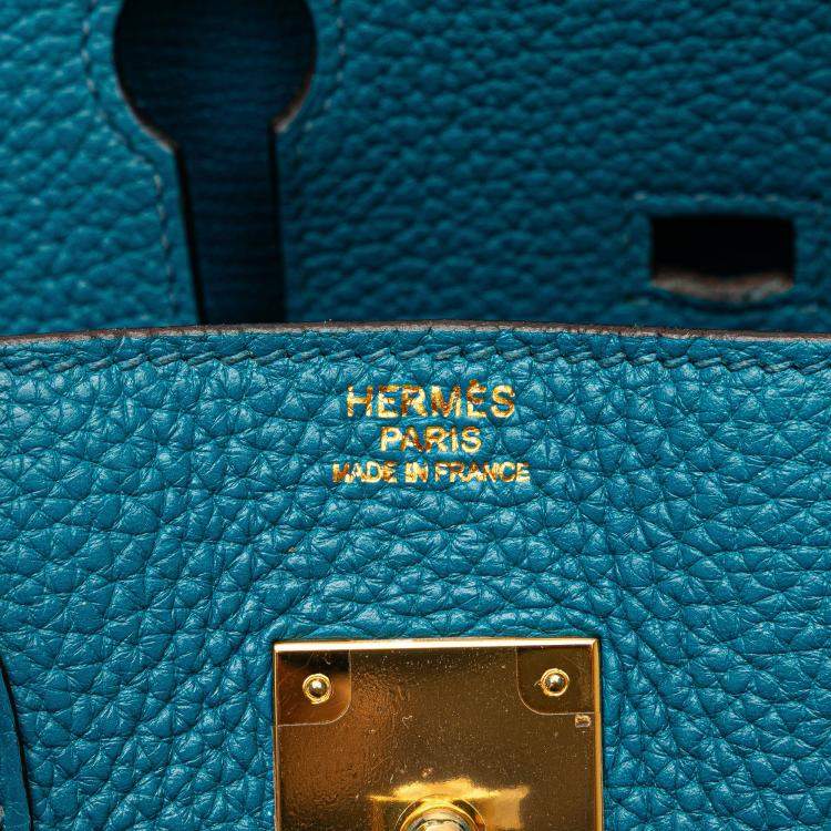 Pre Owned Hermes Birkin 30 Blue Clemence Leather Shoulder Bag