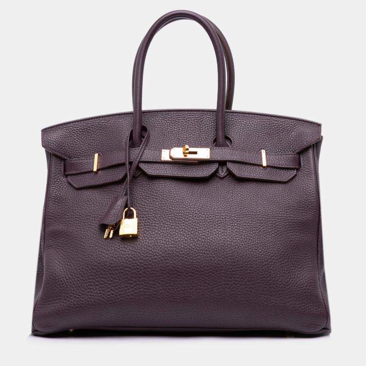 Pre Owned Hermes Birkin 35 Purple Togo Leather Shoulder Bag