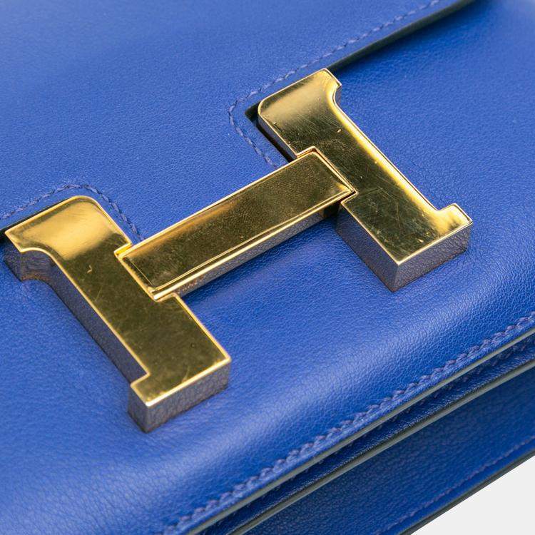 Pre Owned Hermes 18 Constance Blue Swift Leather Shoulder Bag