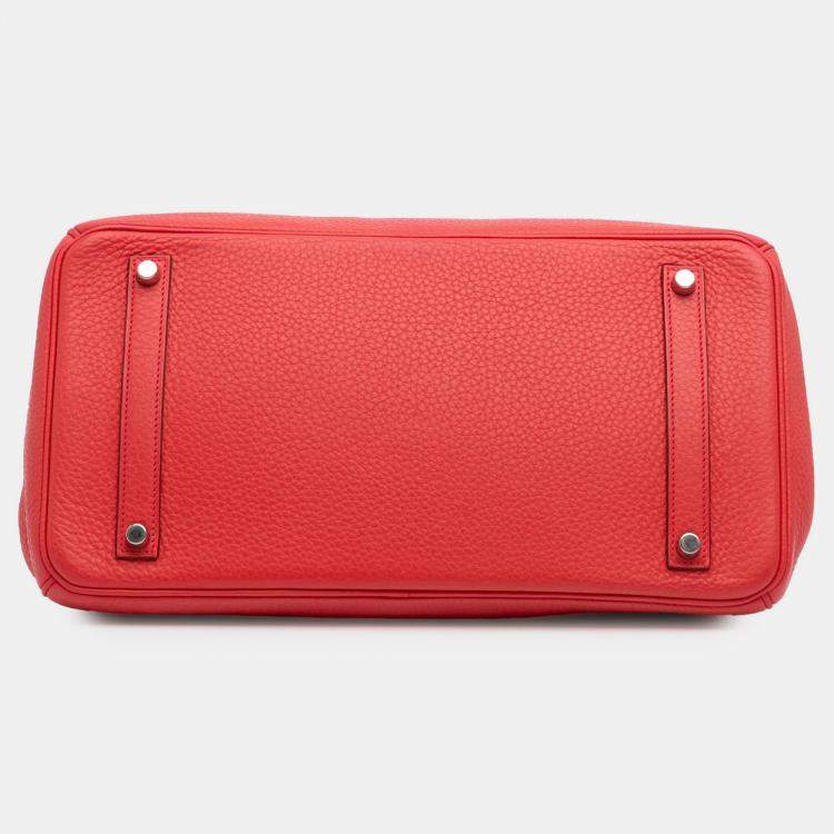 Pre Owned Hermes 35 Birkin Red Togo Leather Shoulder Bag