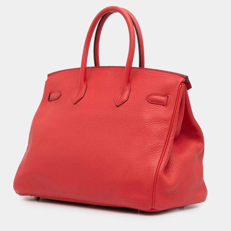 Pre Owned Hermes 35 Birkin Red Togo Leather Shoulder Bag