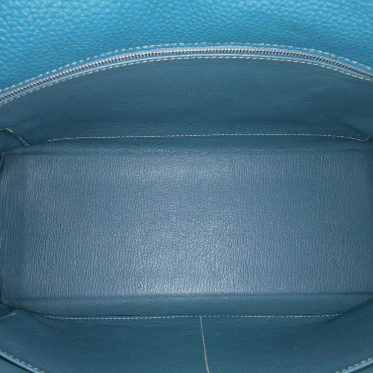 Pre Owned Hermes 32 Kelly II Blue Togo Leather Shoulder Bag