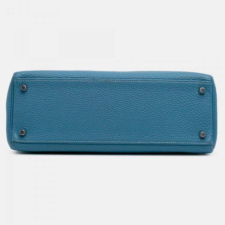 Pre Owned Hermes 32 Kelly II Blue Togo Leather Shoulder Bag