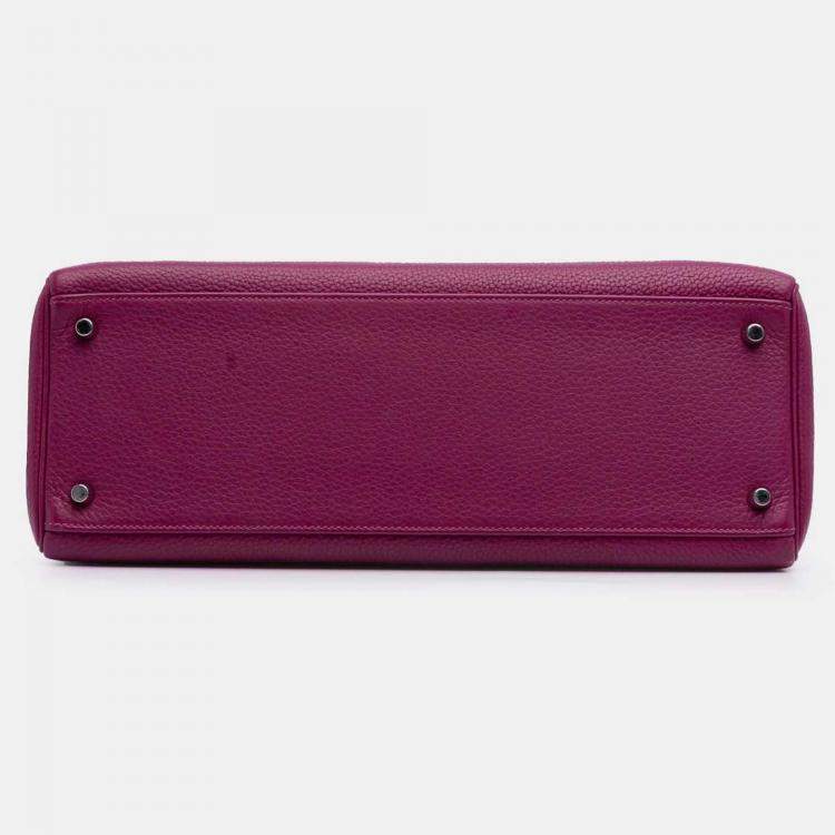 Pre Owned Hermes 35  Kelly II Purple Togo Leather Shoulder Bag