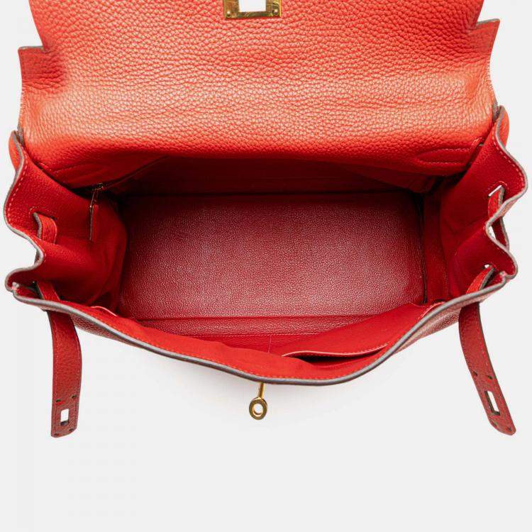 Pre Owned Hermes 35 Kelly II Red Togo Leather Shoulder Bag