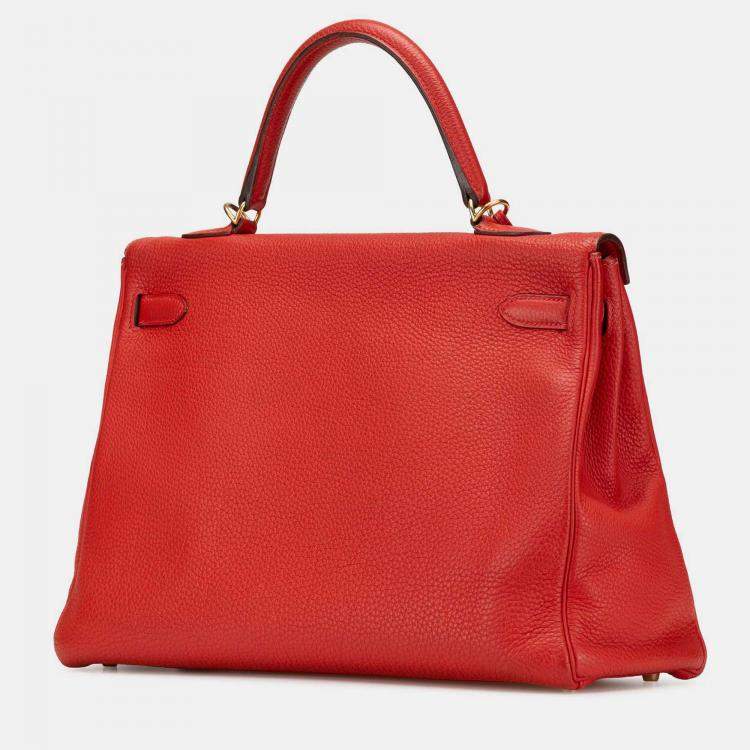 Pre Owned Hermes 35 Kelly II Red Togo Leather Shoulder Bag