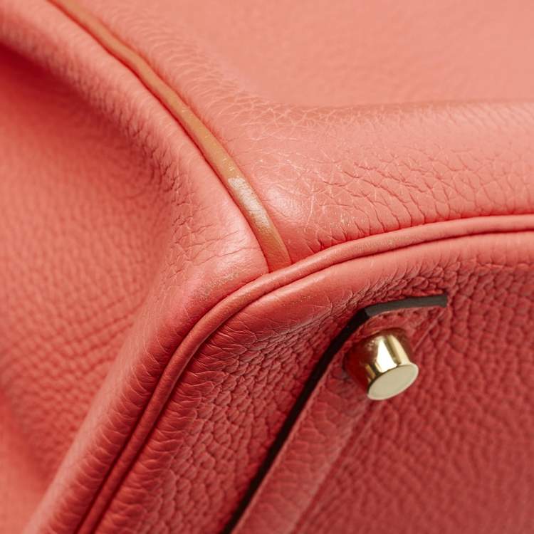 Pre Owned Hermes Rose Jaipur Taurillon Clemence Leather Gold Finish Birkin 30 Bag