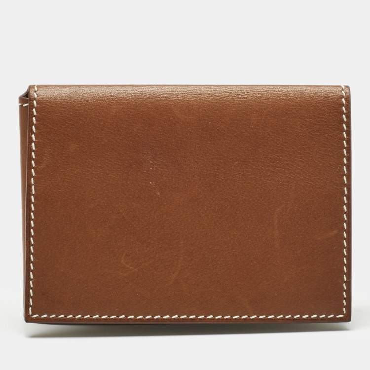 Pre Owned Hermes Fauve Barenia Leather Guernesey Card Holder