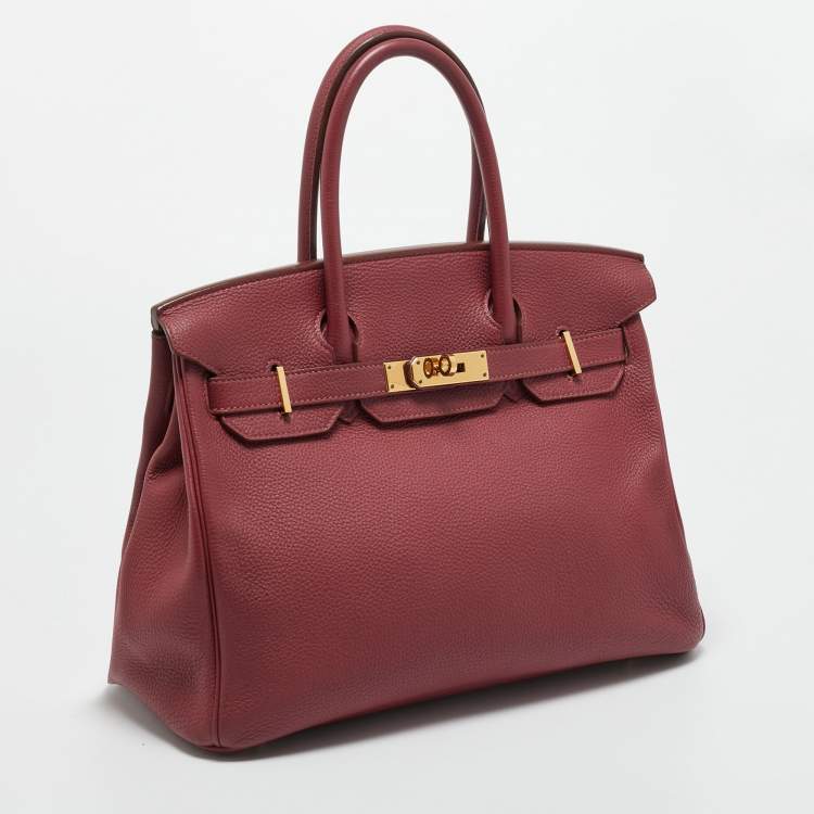 Pre Owned Hermes Rubis Togo Leather Gold Finish Birkin 30 Bag