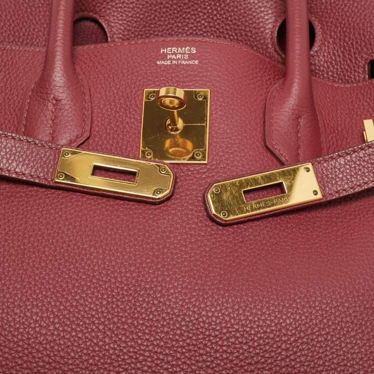 Pre Owned Hermes Rubis Togo Leather Gold Finish Birkin 30 Bag