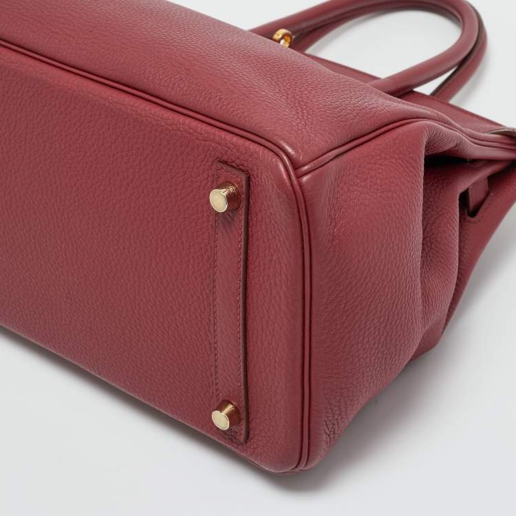 Pre Owned Hermes Rubis Togo Leather Gold Finish Birkin 30 Bag