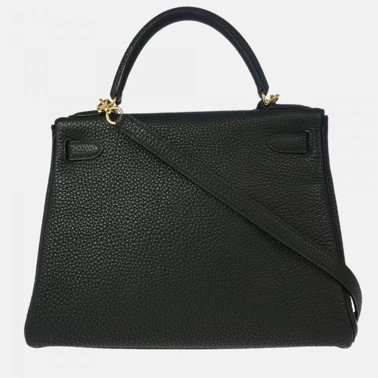 Pre Owned Hermes Kelly 28 Retourne Black Togo Handbag