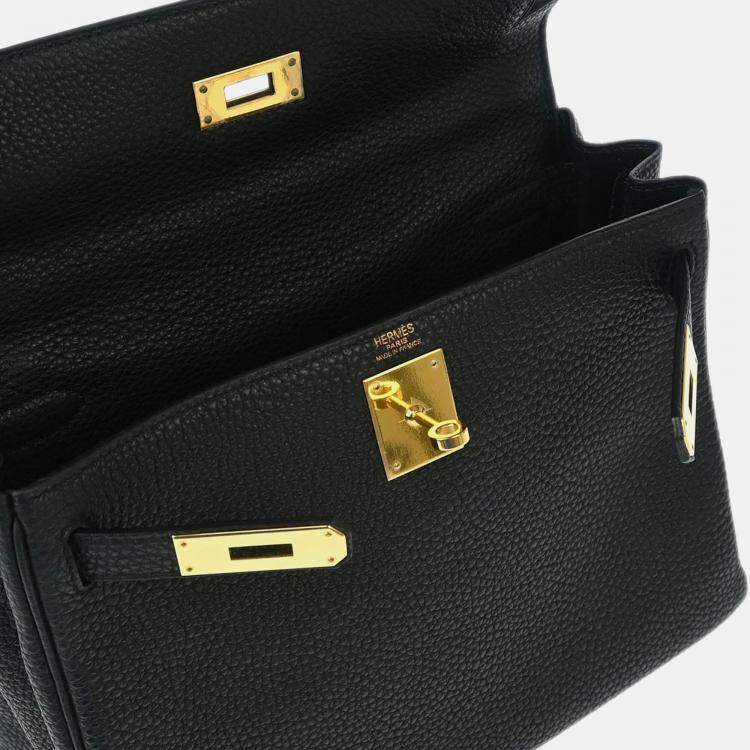 Pre Owned Hermes Kelly 28 Retourne Black Togo Handbag
