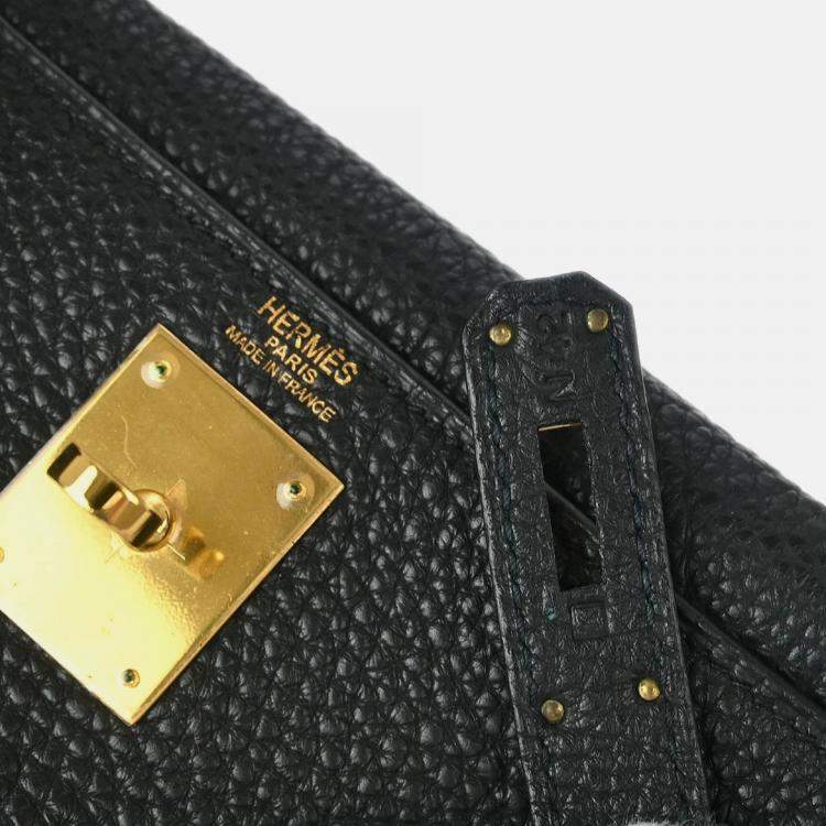 Pre Owned Hermes Kelly 28 Retourne Black Togo Handbag