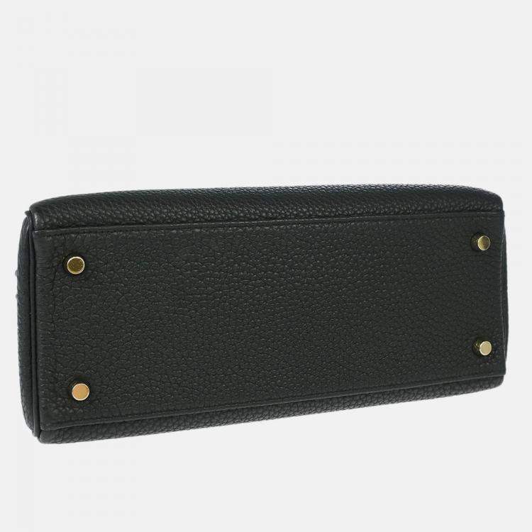Pre Owned Hermes Kelly 28 Retourne Black Togo Handbag
