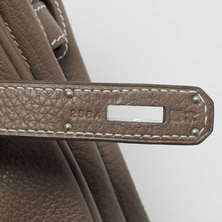 Pre Owned Hermes Etoupe Togo Leather Palladium Finish Kelly Retourne 32 Bag
