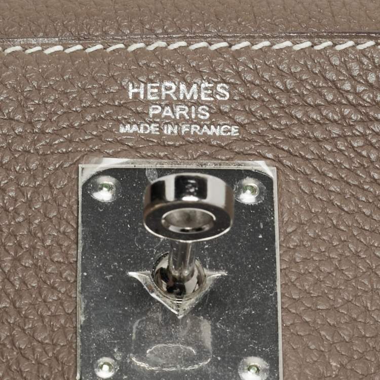 Pre Owned Hermes Etoupe Togo Leather Palladium Finish Kelly Retourne 32 Bag
