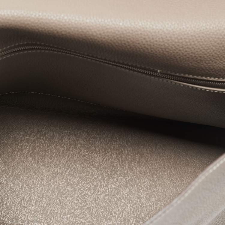 Pre Owned Hermes Etoupe Togo Leather Palladium Finish Kelly Retourne 32 Bag
