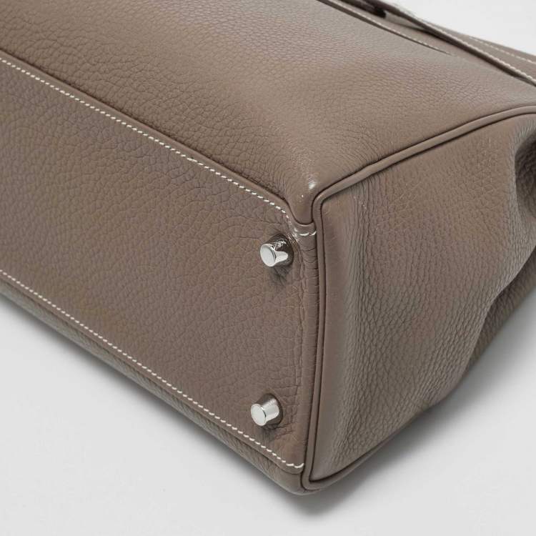 Pre Owned Hermes Etoupe Togo Leather Palladium Finish Kelly Retourne 32 Bag
