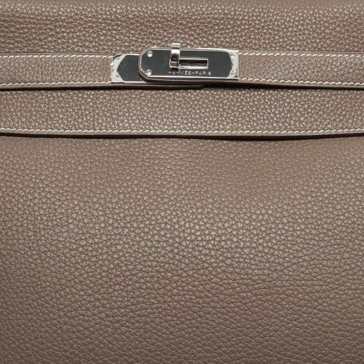 Pre Owned Hermes Etoupe Togo Leather Palladium Finish Kelly Retourne 32 Bag