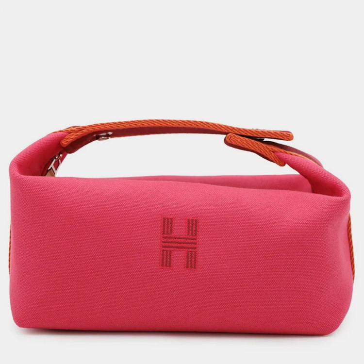 Pre Owned Hermes Bride-a-Brac PM Hibiscus Canvas Pouch