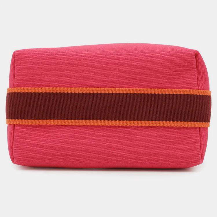 Pre Owned Hermes Bride-a-Brac PM Hibiscus Canvas Pouch