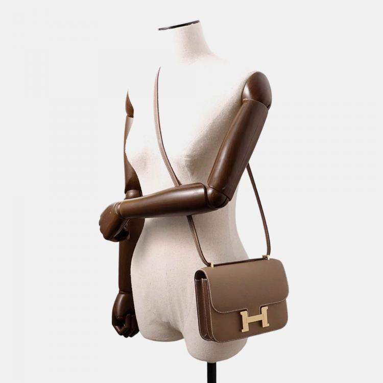Pre Owned Hermes Constance Mini Etoupe Epsom Leather Shoulder Bag