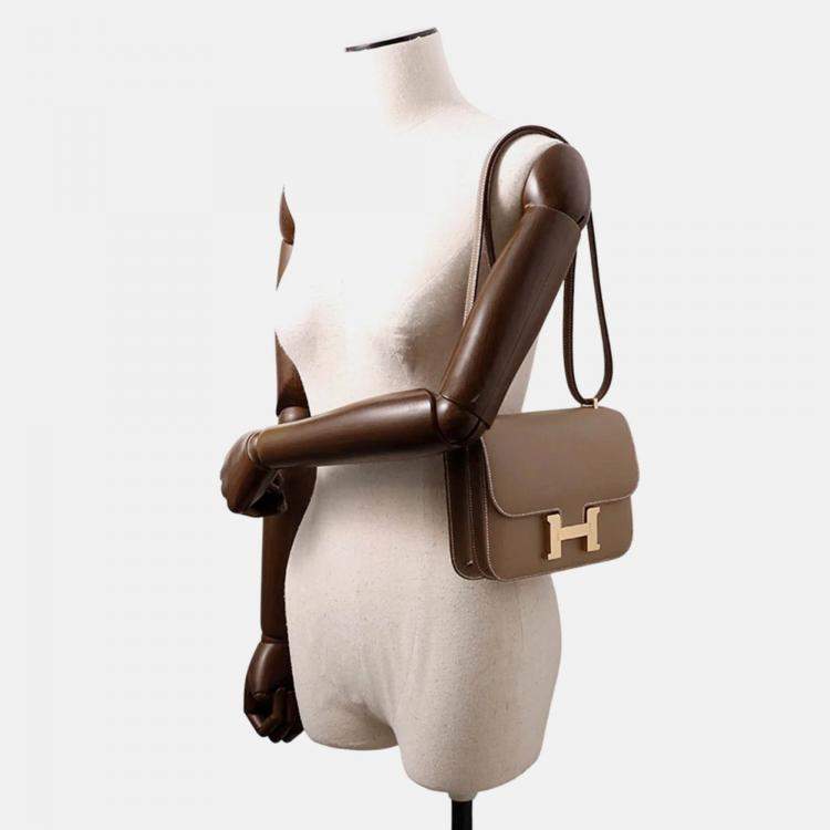 Pre Owned Hermes Constance Mini Etoupe Epsom Leather Shoulder Bag