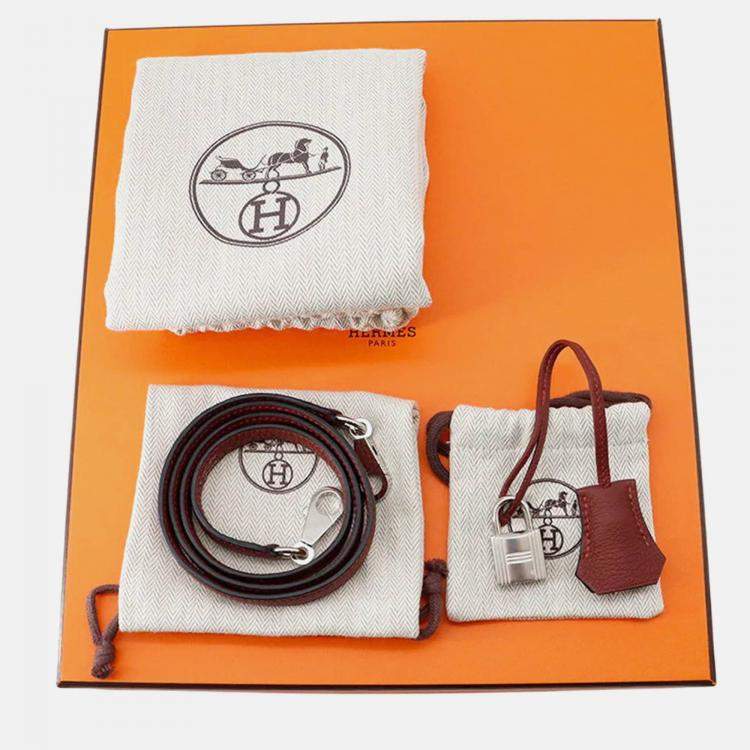 Pre Owned Hermes Kelly 25 Retourne Rouge H Togo Leather Top Handle Bag