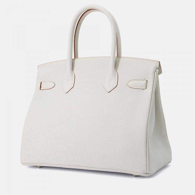 Pre Owned Hermes Birkin 30 Pearl Grey Togo Leather Top Handle Bag