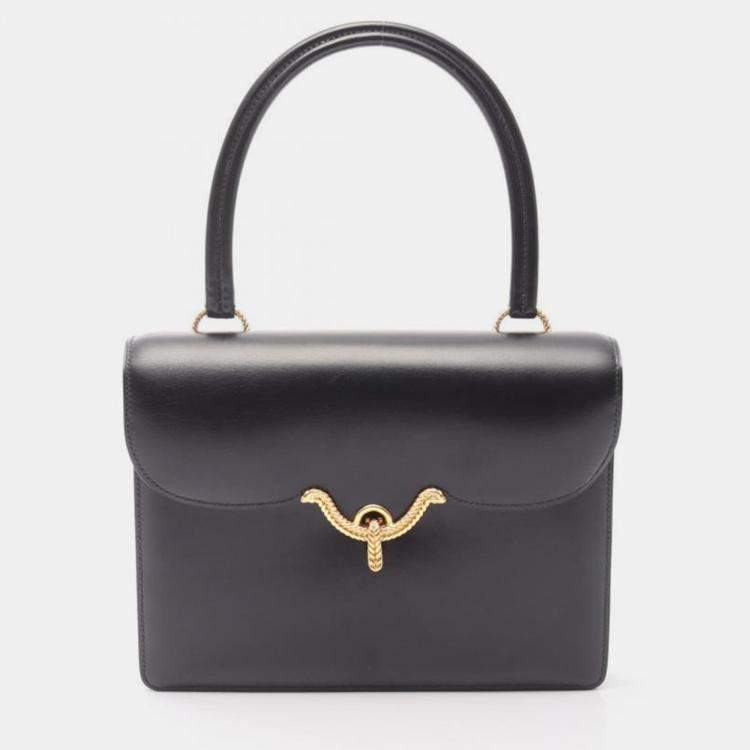 Pre Owned Hermes Vasco Leather Black Bag
