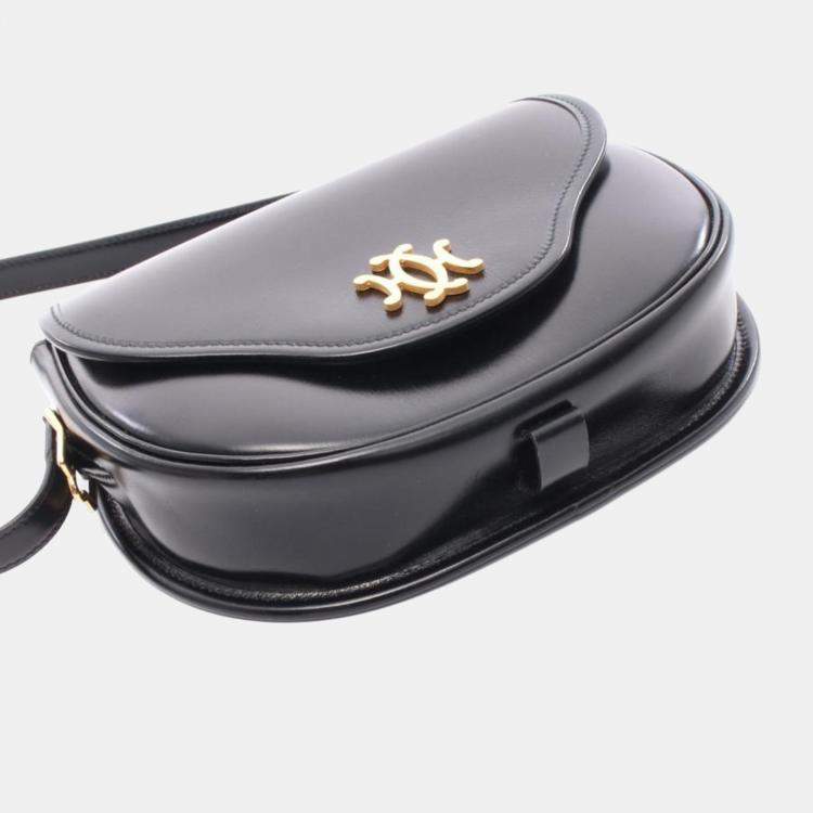Pre Owned Hermes Black Box Calf Leather Shoulder Bag