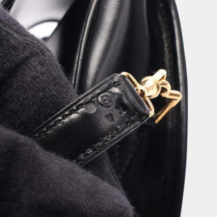 Pre Owned Hermes Black Box Calf Leather Shoulder Bag