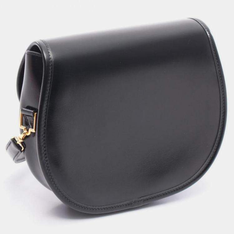 Pre Owned Hermes Black Box Calf Leather Shoulder Bag