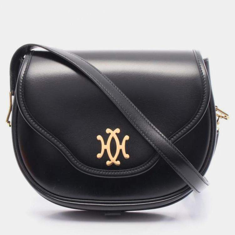 Pre Owned Hermes Black Box Calf Leather Shoulder Bag