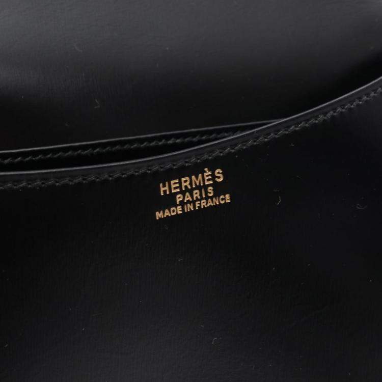 Pre Owned Hermes Black Box Calf Leather Shoulder Bag