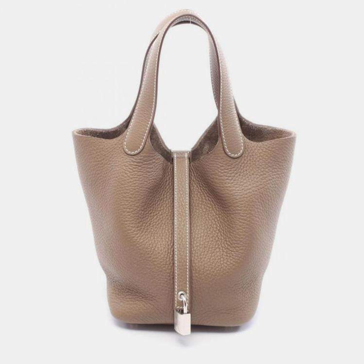 Pre Owned Hermes Picotin Lock Etoupe Grey Togo PM