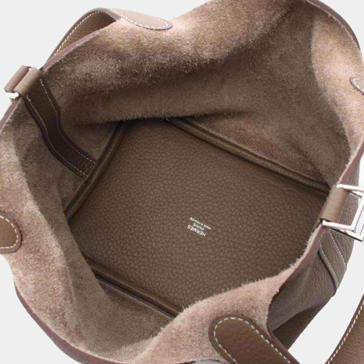 Pre Owned Hermes Picotin Lock Etoupe Grey Togo PM