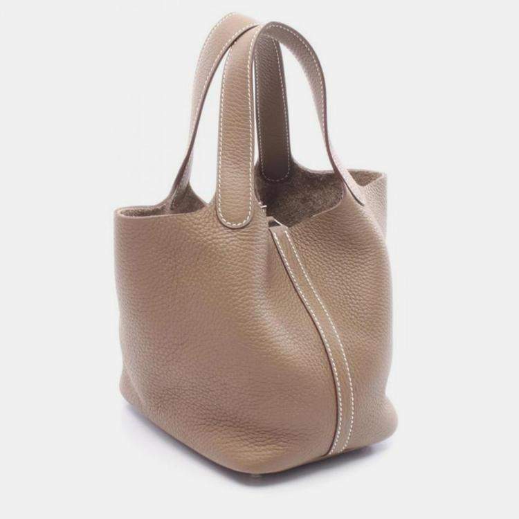 Pre Owned Hermes Picotin Lock Etoupe Grey Togo PM