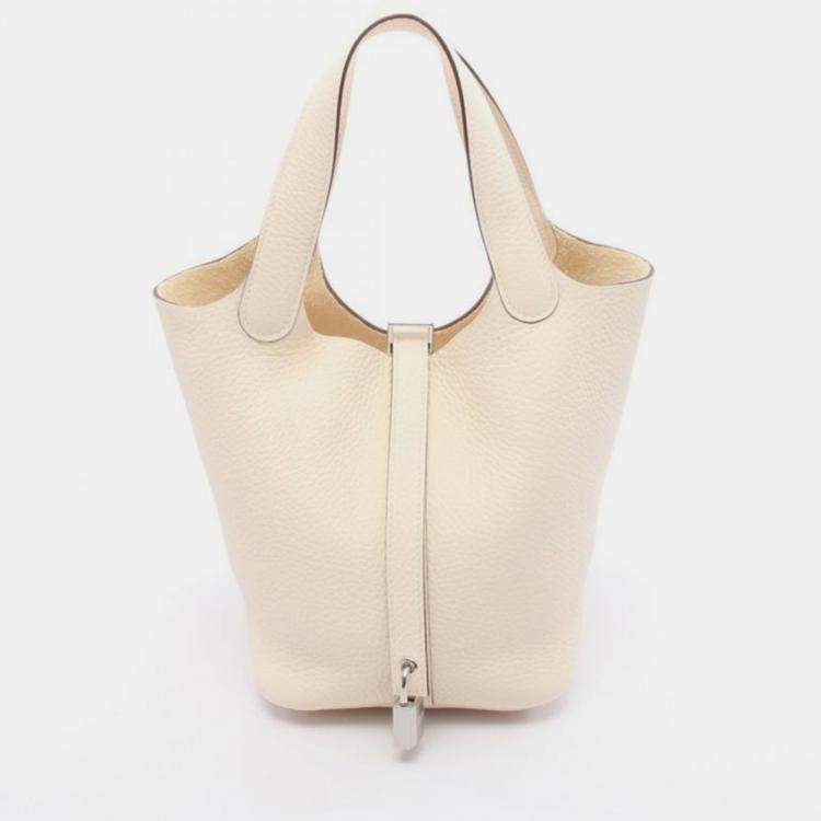 Pre Owned Hermes Picotin Lock Nata Ivory Taurillon Clemence Handbag PM