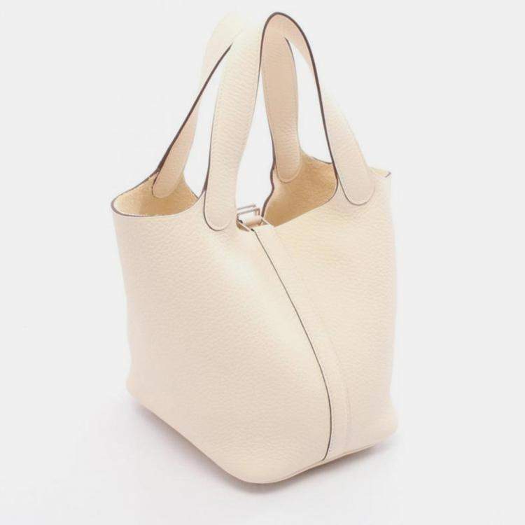Pre Owned Hermes Picotin Lock Nata Ivory Taurillon Clemence Handbag PM