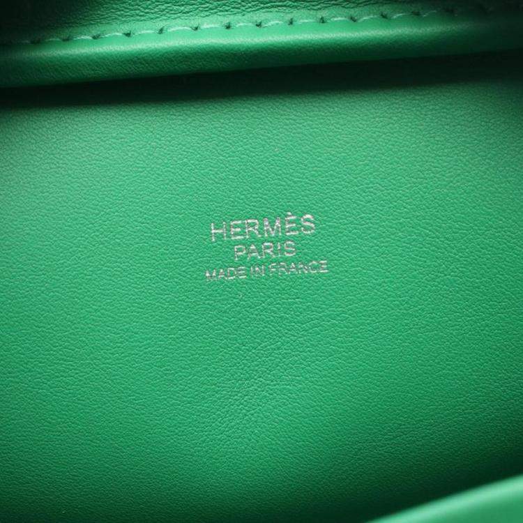 Pre Owned Hermes Plume Green Leather Shoulder Bag