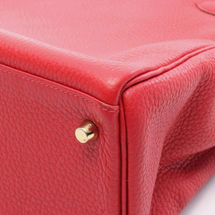 Pre Owned Hermes Kelly 32 Vermilion Togo Leather Handbag