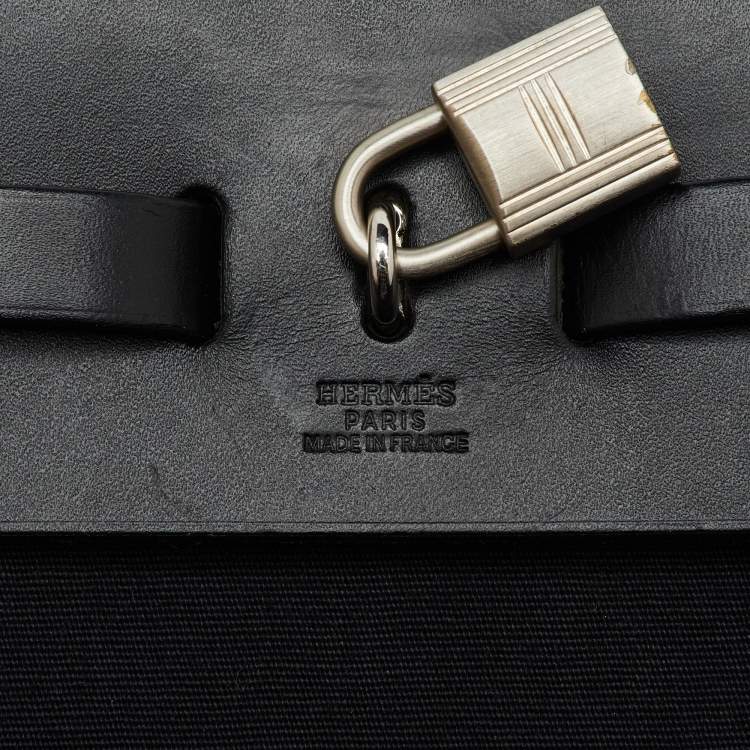 Pre Owned Hermès Black Toile Canvas and Vache Hunter Leather Herbag 39 Bag