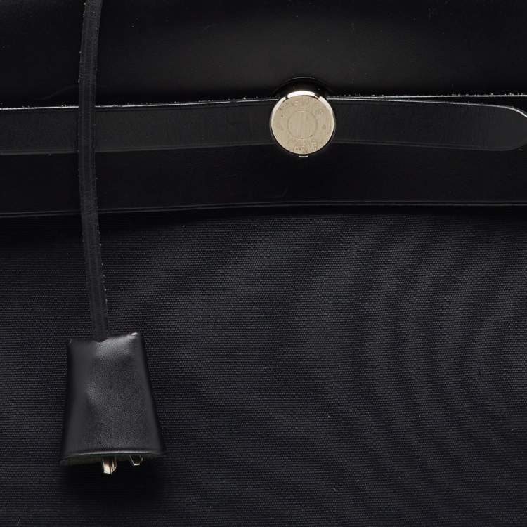 Pre Owned Hermès Black Toile Canvas and Vache Hunter Leather Herbag 39 Bag