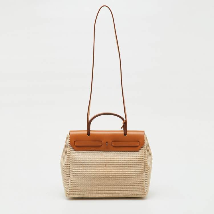 Pre Owned Hermès Ecru/Natural Toile Canvas and Vache Leather Herbag 31 Bag