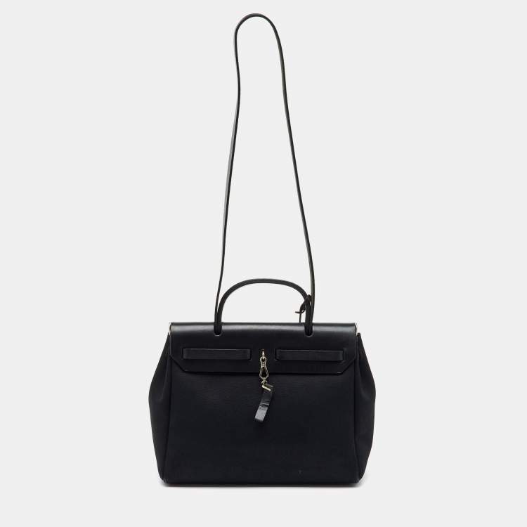 Pre Owned Hermès Black Toile Canvas and Vache Hunter Leather Herbag 31 Bag